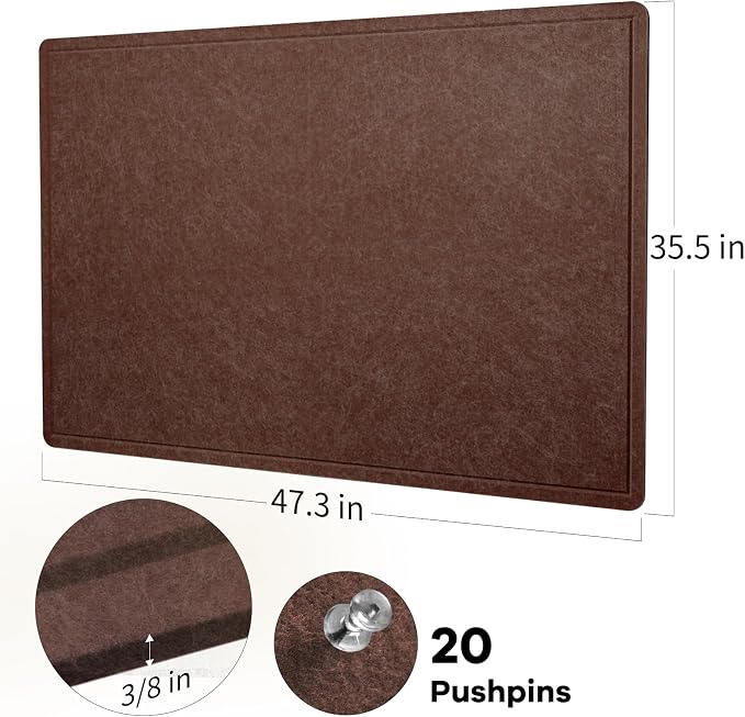 Felt Bulletin Board 48x36 inches, Decorative Pin Board for Home & Office | Cork Board Alternative for Wall with Push Pins, Display Mood Board for Photos, Notes & Reminders