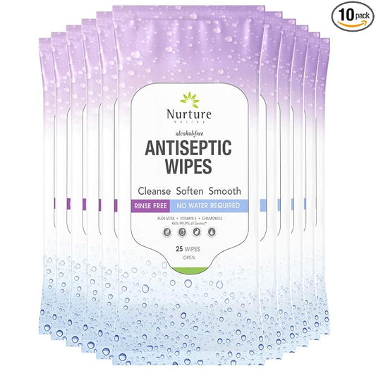 Nurture XL Antibacterial Body & Hand Sanitizing Wipes | Alcohol-Free Antiseptic Wet Towelettes for Germ Removal, Disinfecting Skin, Sanitizing Hands |Cleaning Cloths | Adults & Baby | Thick & Strong