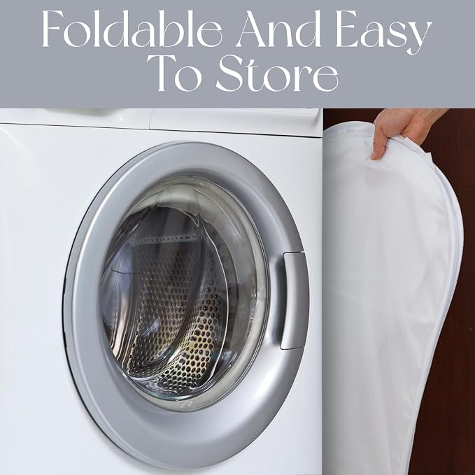 2 Pack Mesh Foldable Laundry Basket Up Laundry Hamper (White) | 3 Compartments Up Mesh Hamper with Handles, Mesh Laundry Hamper for Laundry Room, Bathroom, Room, College Dorm or Travel
