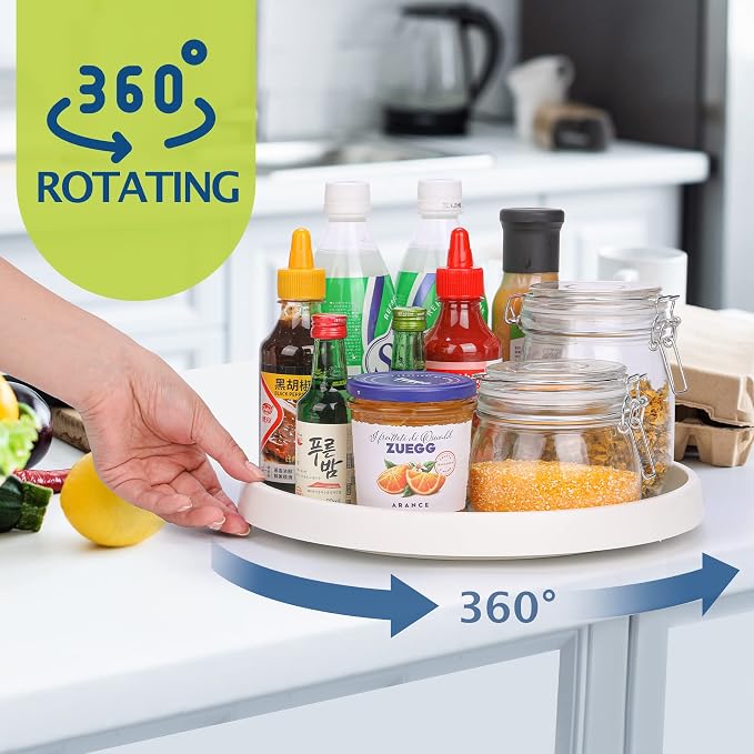 Set of 6, 10 Inch Non-Skid Lazy Susan Turntable, Lazy Susan Organizer for Cabinet, Pantry Organization, Kitchen Storage, Bathroom Sink Cabinet, Refrigerator, Countertop, Spice Rack (6 Pack 10 in)