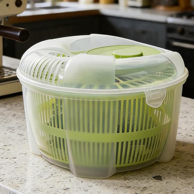 Salad Spinner - Manual Lettuce Spinner | Salad Dryer With Washer Bowl, Vegetable & Fruit Washer, Lettuce Colander | Vegetable Dryer Bowl For Veggie, Onion, Dumpling Filling, Fresh Crisp