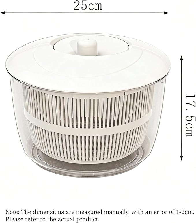 Manual Salad Spinner 5L Large, Rotary Handle Lettuce Spinner for Washing and Drying Salad Greens, Vegetable Washer and Fruit Dryer, 3-in-1 Colander & Serving Bowl | hand crank manual herb spinner salad tosser drainer bpa free kitchen gadgets healthy co...