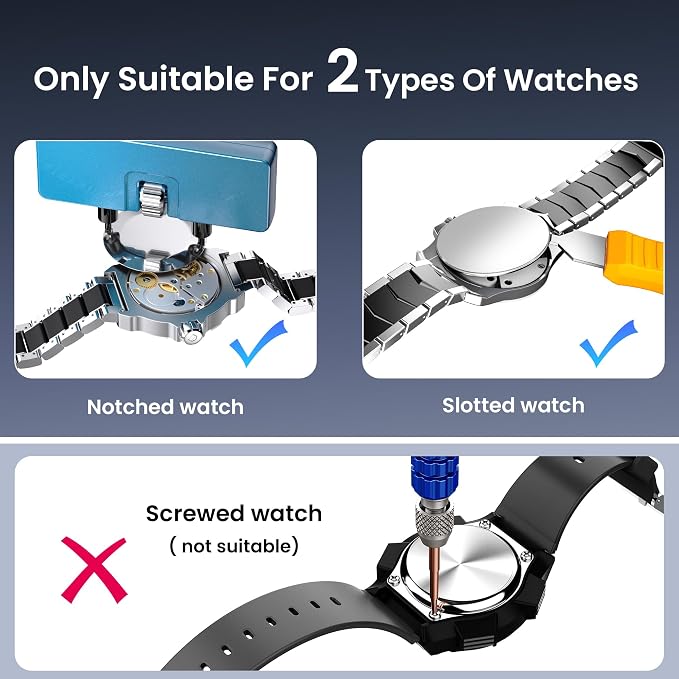 JOREST Watch Repair Tool Kit for Battery Replacement, Strap Adjustment Resizing, Watch Link Pin Remover, Watch Opening, Pry Knife Case Opener for Watch Back Removal, with Watch Hammer, Spring Bars