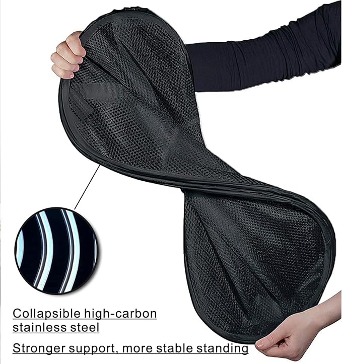 BATTOO Strong Mesh Pop Up Hampers for Laundry, Collapsible Laundry Baskets with Side Pocket Carry Handles for Laundry Room, Bathroom, Kids Room, College Dorm or Travel Black