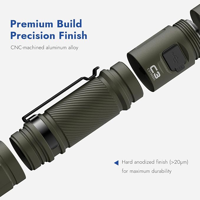 WUBEN C3 Flashlight 1200 High Lumens 6 Modes Rechargeable Flashlights | Super Bright IP68 Tactical Flashlight for Camping, Home, Emergency, Rescue, Hunting, Inspection, Repair, Tool Gifts for Men