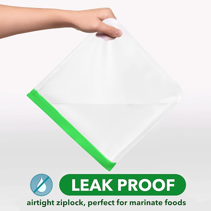 GREENZLA 8 Pack Reusable Gallon Freezer Bags | BPA-Free | Leakproof | Meal prep, marinating & freezer storage | Kid-friendly zipper