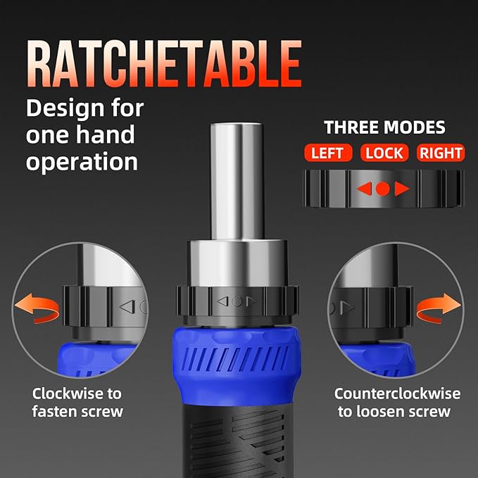 26-in-1 Ratcheting Screwdriver Set Multi Screwdriver Tool Kit | All in 1 Ratchet Screwdriver, 12 Double Ended CRV Bits Phillips Slotted Torx Hex, Portable Tool for Home Bike Computer Repair