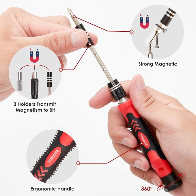 STREBITO Screwdriver Sets 142-Piece Electronics Precision Screwdriver | 120 Bits Magnetic Repair Tool Kit for iPhone, MacBook, Coumputer, Laptop, Tablet, PS4, Xbox, Nintendo, Eyeglasses, Jewelers