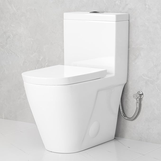 Eridanus One Piece Toilet with Comfort Chair Seat ADA Height 17.3", Powerful Dual Flush Modern Toilet, 1.1/1.6 GPF, 12" Rough-In, Elongated Toilet with Soft Closing Seat, White