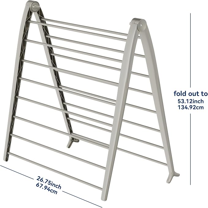 Whitmor Spacemaker Folding Drying Rack, Indoor Clothes Organizer with Patent-Pending Design, Space Saving, 6" L x 26" W x 51.5" H, Beige