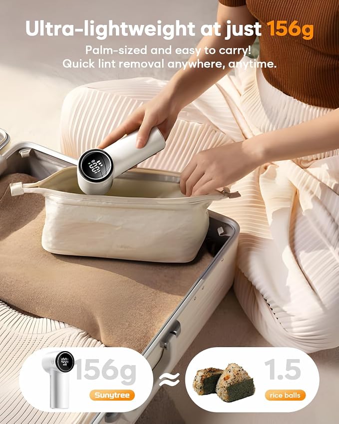 Fabric Shaver, Lint Remover Rechargeable,6-Blade Lint Remover | LCD Display & 3 Speeds, Portable for Clothes, Sweaters, Couches, Blankets, Includes 3 Replacement Blades, Pearl white