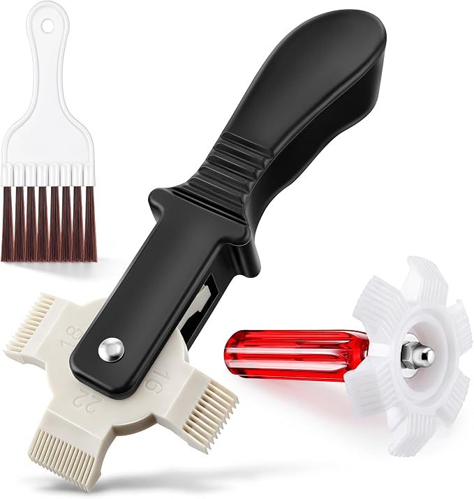 AC Fin Comb Set with 2 Fin Straighteners and Coil Cleaning Brush, HVAC Repair Tool for Air Conditioner Condenser, Evaporator, Radiator and Automotive Cooling Coils, Covers 8-22 FPI