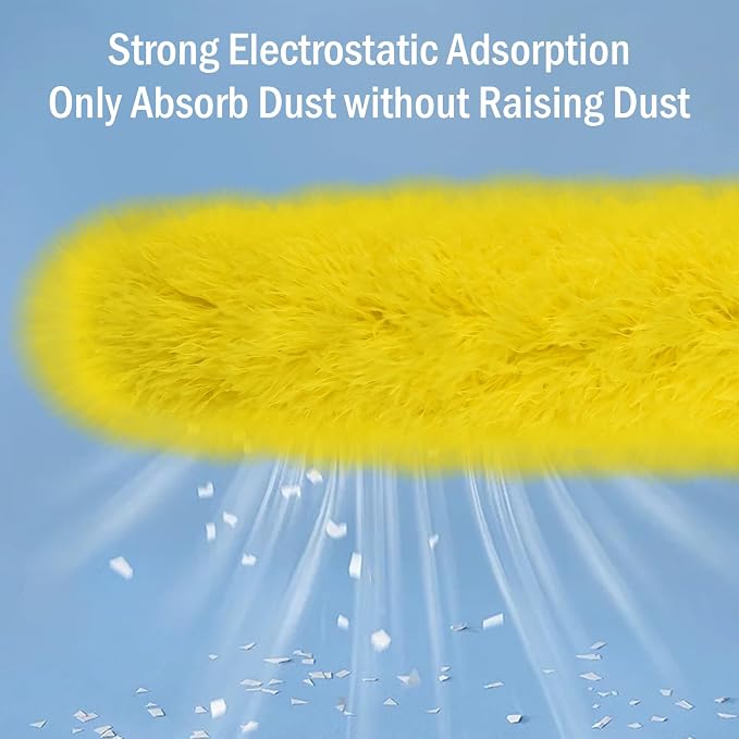 Dymoll Cobweb Duster with Extension Pole, 110" Microfiber Feather Duster Kit with Bendable Washable Heads, Spider Web Brush, Dusters for Cleaning Ceiling Fan, High Ceiling, Blinds, Furniture,2Pcs