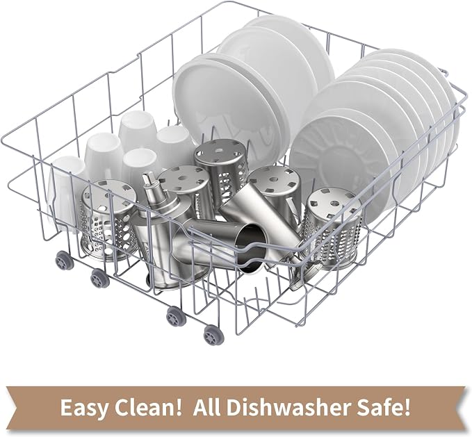 Stainless Steel Slicer Shredder Attachment for KitchenAid Stand Mixer, Cheese Grater Attachment for KitchenAid with 5 Blades, Dishwasher Safe