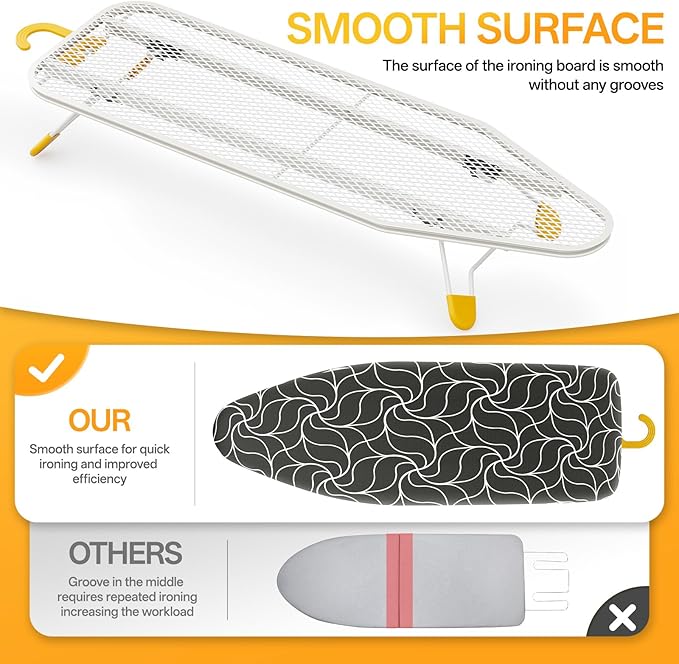 Small Ironing Board Tabletop, Table Top Iron Board Small with Mesh Metal Base, Mini Tabletop Ironing Boards Space Saving, Compact Table Top Iron Boards Small with Non-Slip Feet,12x38 Black