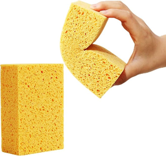 Natural Kitchen Sponges, 2" Thick Heavy Duty Scrub Sponge, 2 Pack | Durable & absorbent,extra large,non-scratching surfaces,ideal for dishes, cookware, pots, pans and bathroom