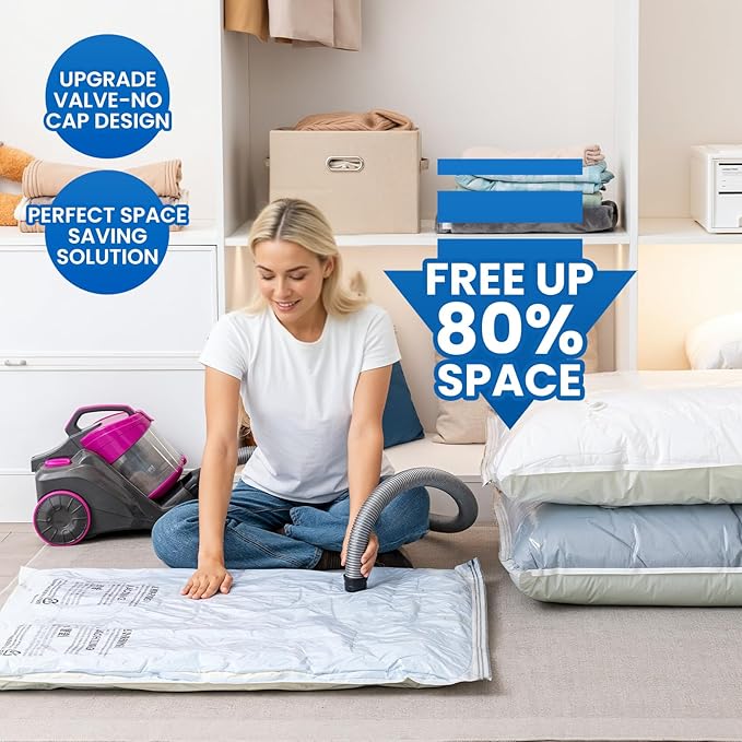 TAILI 8 Pack Vacuum Storage Bags, Jumbo Size (31×40 inch), Vacuum Seal Bags for Clothing, Bulky Bedding, Comforter, Blankets, Pillows, Space Saver Packing