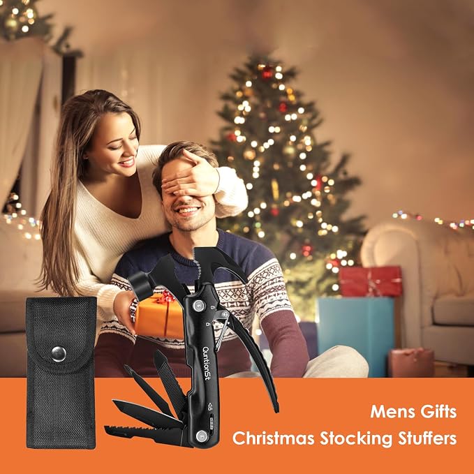 Birthday Gifts for Men,12-in-1 Hammer Multitool,Christmas Stocking Stuffers for Him Adults Dad Husband Boyfriend, Camping Essentials Mens Gift for Him,Mini Multi Tool (Hammer)