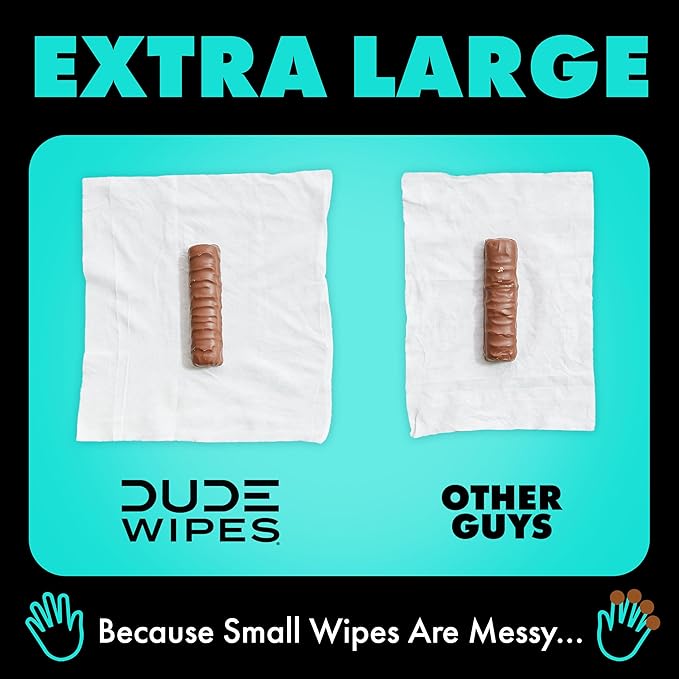 DUDE Wipes Mint Chill Flushable Wipes - Extra-Large Adult Wet Wipes - 3 Pack (144 Count) - Infused with Tea Tree Oil, Vitamin E, and Aloe - Septic and Sewer Safe