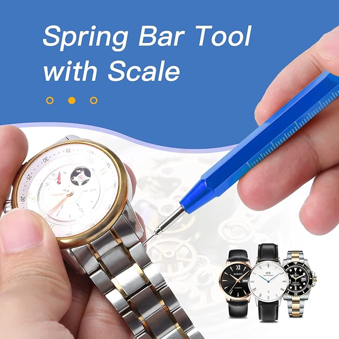 Kingsdun Watch Repair Kit, Professional 208Pcs Watch Battery Replacement Tool Watchband Link & Back Remover, Spring Bar Tool Kit with Carrying Case & Instruction Manual (Blue)
