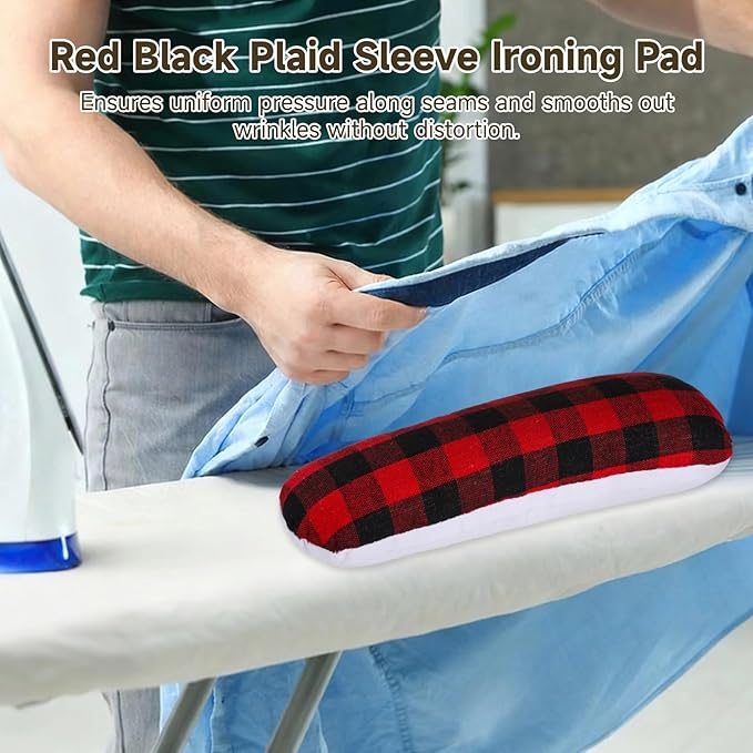 2Pcs Tailors Ham and Seam Roll Set,Red Plaid Ironing Pads,Long and Small Sizes for Pressing Quilting Ironing Projects, Ham Pressing Tools, Seam Roller Alternatives for Sewing Craft