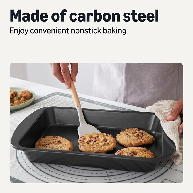 Amazon Basics Nonstick Rectangle Baking Pan, 9 x 13 in., Perfect for Cakes, Dishwasher and Oven-Safe