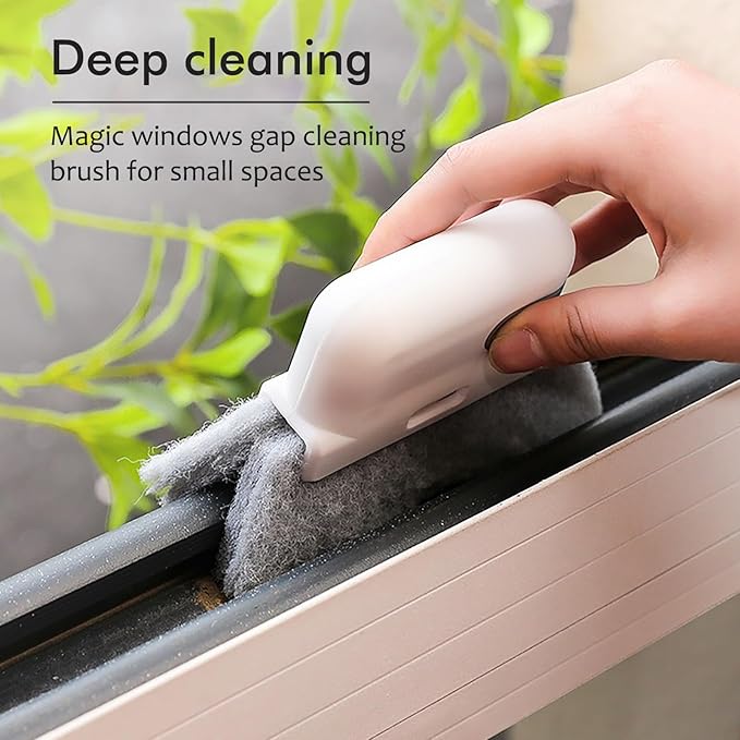 2pcs Window Cleaning Brush,Multifucation Groove Cleaning Brush for Household Use, 3-in-1 Window Sliding Door Track Cleaner, Sill, Tile Lines, Shutter, Car Vents, Keyboard, Small Spaces Clean Kit