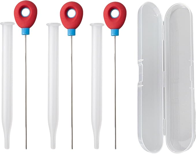 Cake Tester Set, 3-Pack Stainless Steel Baking Testers with Storage Case & Baking Guide, Reusable Cake Doneness Tester Tool for Cakes, Bread, Cupcakes & Brownies