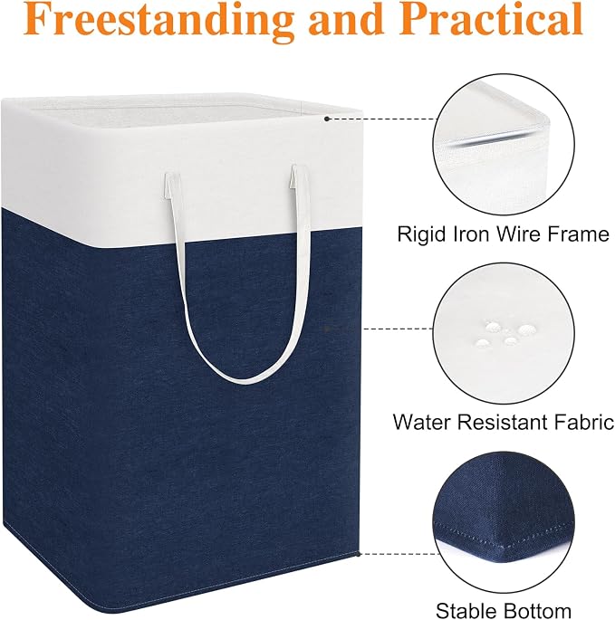 TasticTotes Laundry Basket 3-Pack, Laundry Hamper, 75L-Blue | Clothes Laundry Hamper, Collapsible Laundry Basket, Freestanding laundry hamper with Handles, Towel Storage for Home or Dorm