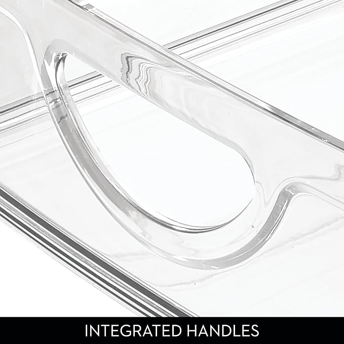 iDesign Plastic Stackable Pantry Bin, Set of 2, Clear | Storage Bin with Handles, For Cabinets or Fridge