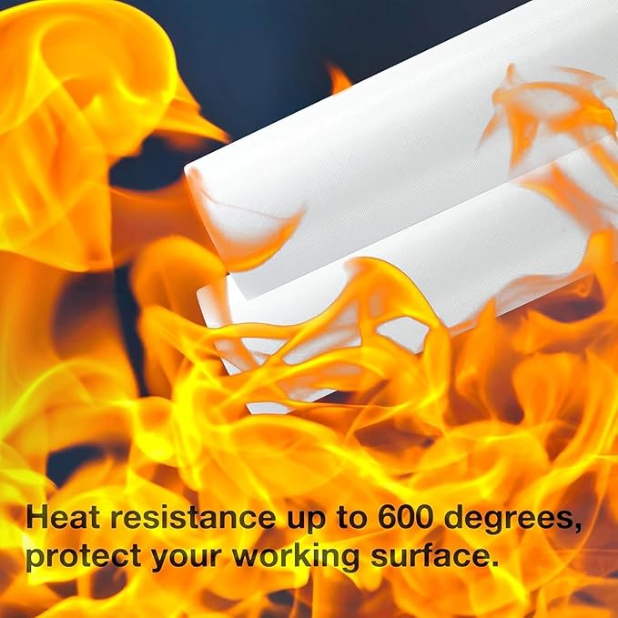 White PTFE Sheet for Heat Press - 3 Pack Non Stick PTFE Sheets 12 x 16 Heat Transfer Paper Reusable Heat Resistant Craft Mat