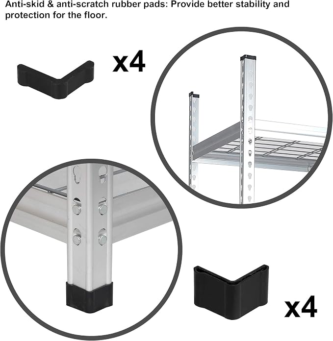 Amazon Basics Heavy Duty 5 Shelf Storage Shelving Unit, High-Grade Aluminum, Shelves, Adjustable Height, 60" x 24" x 78", Silver | Heavy Duty