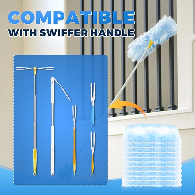 50PCS Microfiber Duster Refills Kit with 5 Handles Compatible with Swiffer