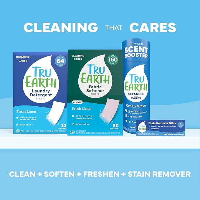 Tru Earth Fabric Softener Sheets for Washing Machine | Alternative to Fabric Softener Liquid and Pods | 80 Sheets | Fresh Linen