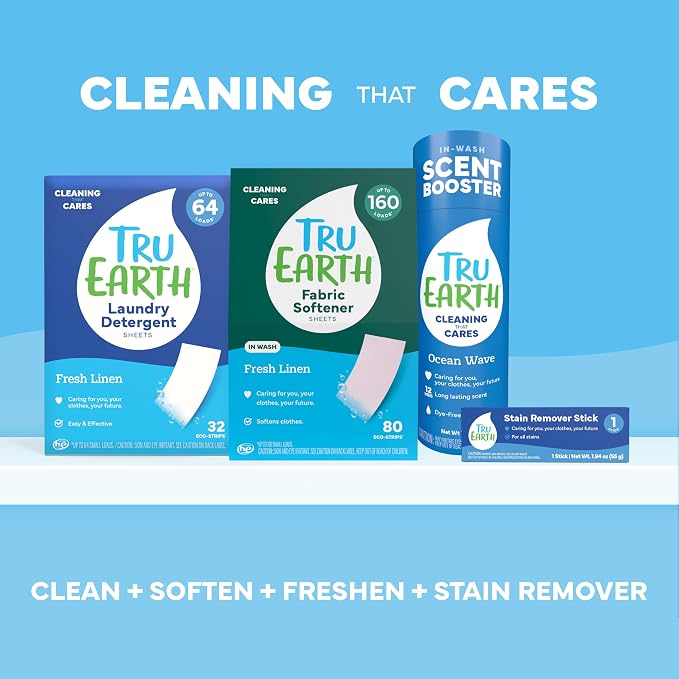 Tru Earth Fabric Softener Sheets for Washing Machine | Alternative to Fabric Softener Liquid and Pods | 80 Sheets | Fragrance-Free