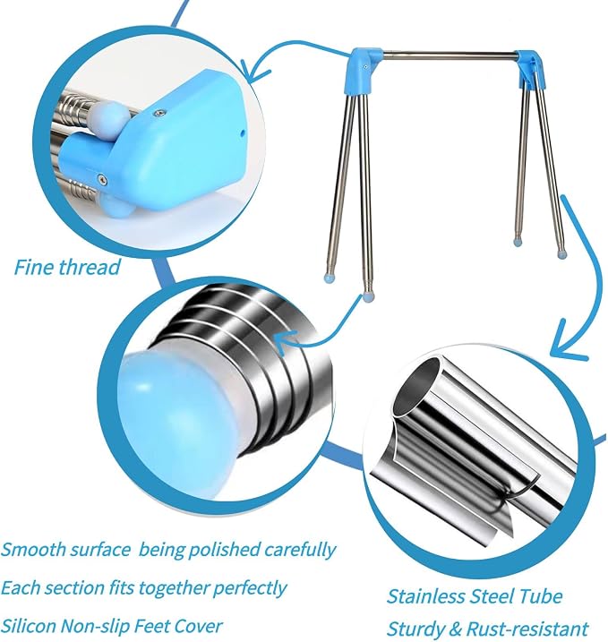 Portable Garment Rack for Travel, Compact Folding Clothes Drying Rack | Sturdy Stainless Steel; Mini Clothing Rack for Travel, Camping, RV, Dance Costume, Laundry (Upgraded Easy Pulling)