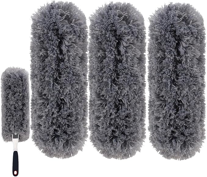 Reusable Microfiber Duster Refills Compatible with OXO & MR.SIGA Duster - Washable Duster for Household Cleaning Dusting Furniture Blind Ceiling Fan - 3Pack Grey(Handle NOT Included
