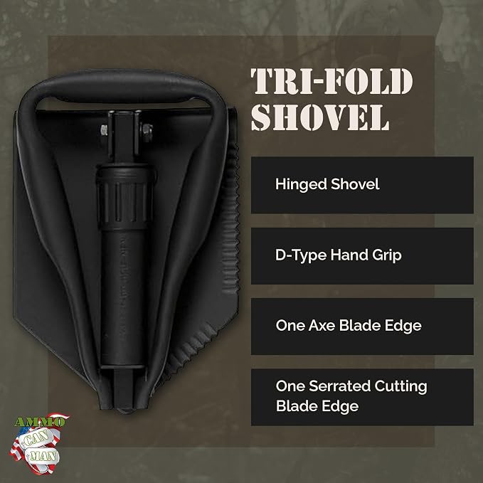 2 Piece Military Grade Entrenching Tool Set – Tri Fold Metal Alloy Folding Camping Shovel w/Plastic Etool Carrier – Compact, Multipurpose Collapsible Shovel – Survival Gear for Outdoor Enthusiasts | Multipurpose Collapsible Shovel – Survival Gear for O...