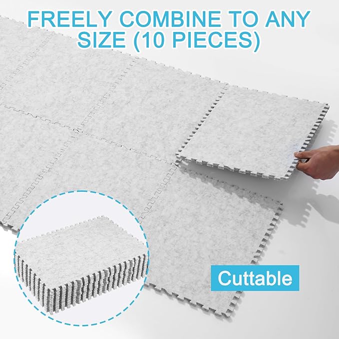 AIHSUMC 10 Pack Extra Large Wool Pressing Mat, Thick Felt Ironing Mats for Quilting & Sewing, Spliceable Ironing Pad Set for Large Fabric Projects, Portable Iron Board Alternative for DIY & Crafts