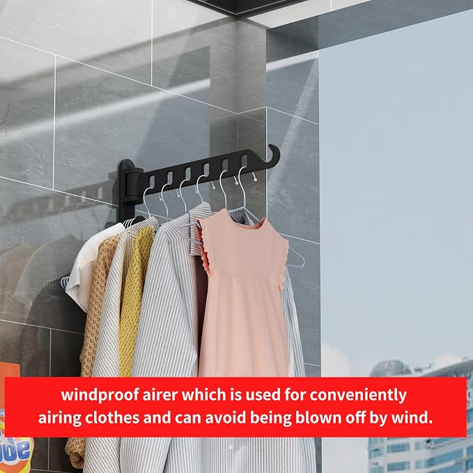 JOOM Laundry Drying Rack Wall Mounted Clothes Drying Rack Clothes Hanger Grey 2 Pack