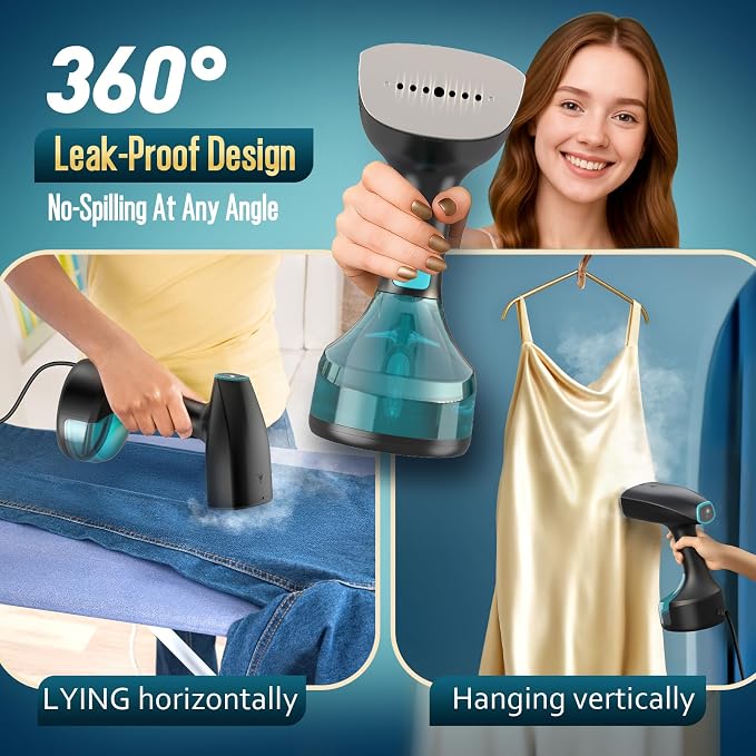 Steamer for Clothes - 1900W Strong Penetrating Steam & Fast Wrinkle Remover Portable Handheld Garment Steamer 3 Steam Settings, Fabric Brush & 300ml Big Capacity, Clothes Steamer Iron for Home Travel