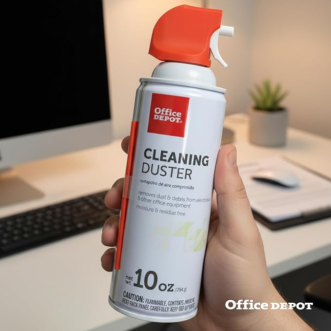 Office Depot Cleaning Duster, 10 Oz Compressed Canned Air for Electronics, Keyboard Cleaner for Computer, Laptop, PC, Printer, Office Equipment, Moisture-Free, Pack of 6