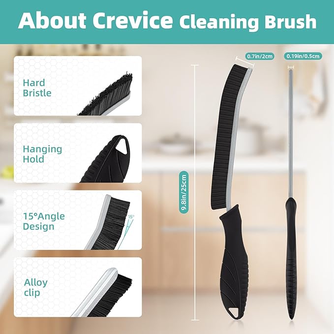 TQRR 2 Pack Cleaning Brush, Grout Brush, Hard Bristle Crevice Cleaning Brush, Multifunctional Deep Cleaning Supplies for Swimming, Walls, Shower, Bathroom, Tile, Kitchen,Tub, Sink, Toilet (2, Grey)