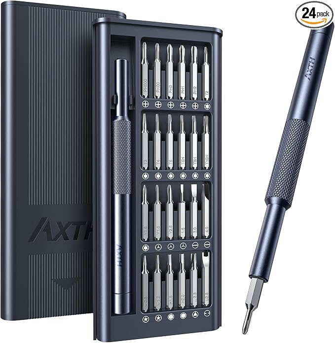 AXTH 25-in-1 Small Precision Screwdriver Set, Professional Mini Repair Tool | [Bearing Steel] Magnetic Screw Driver Kit for Phone, Computer, Watch, Laptop, Macbook, Ring Doorbell, Eyeglass, Electronic