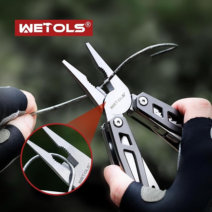 Father‘s Day Gifts for Men Dad Him, 21-in-1 Multitools with Pocket Knife | Stainless Steel Self-locking Pliers with 8 Screwdriver Bits, Multi Tool Survival Gear, EDC Knife with Pouch for Outdoor