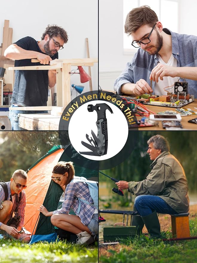 Stocking Stuffers for Men Gifts,Multi Tool Hammer Multitool for Camping | White Elephant Gifts Camping Accessories, Christmas Cool Gifts Ideas for 13-in-1 Tools, Survival Gadgets for Dad Husband
