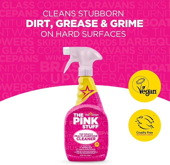 The Pink Stuff Cleaning Bundle Kit, Squeezable Cleaning Paste, Cleaning Paste, Toilet Foaming Powder, Multi Purpose Spray, Bathroom Cleaner Spray, Household Cleaning Supplies Set