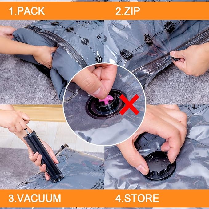 GONGSHI Vacuum Storage Bags, Space Saver Seal Bags For Clothing, Travel Luggage,Blankets, Comforters, Pillows, Clothes Storage.10 Small