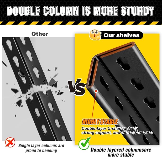 3 Pack Garage Shelving Heavy Duty Storage Shelves, Metal Adjustable Shelving Unit, Utility Garage Organizer Shelf for Basement, Pantry, Kitchen, Warehouse, 71.2" Hx45.6 Wx17.7 D, Black
