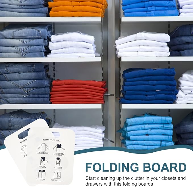 VICASKY Shirt Folding Board Laundry Folding Helper Board,2Pcs T Shirts Clothes Folder Durable Plastic Laundry Organizer Helper Home Storage for Clothing (White